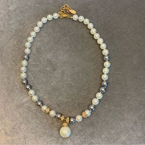 Ciro vintage white gray faux pearl rhinestone elegant necklace